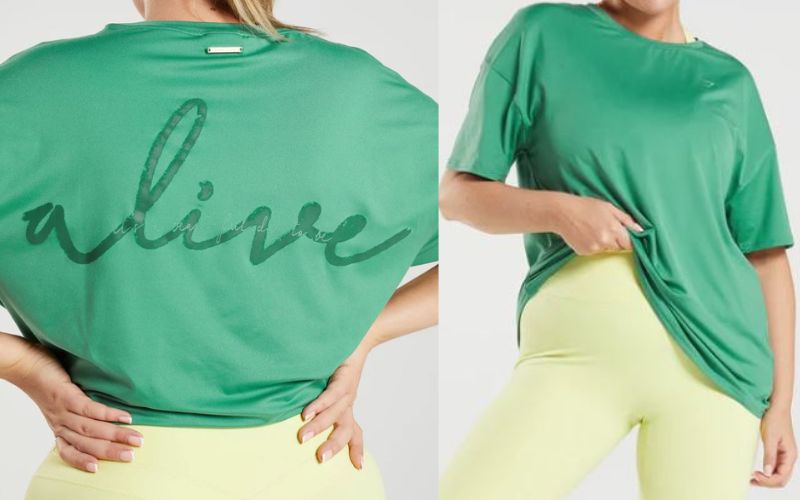 GYMSHARK: Whitney Oversized (Size M) T-Shirt-Palm Green